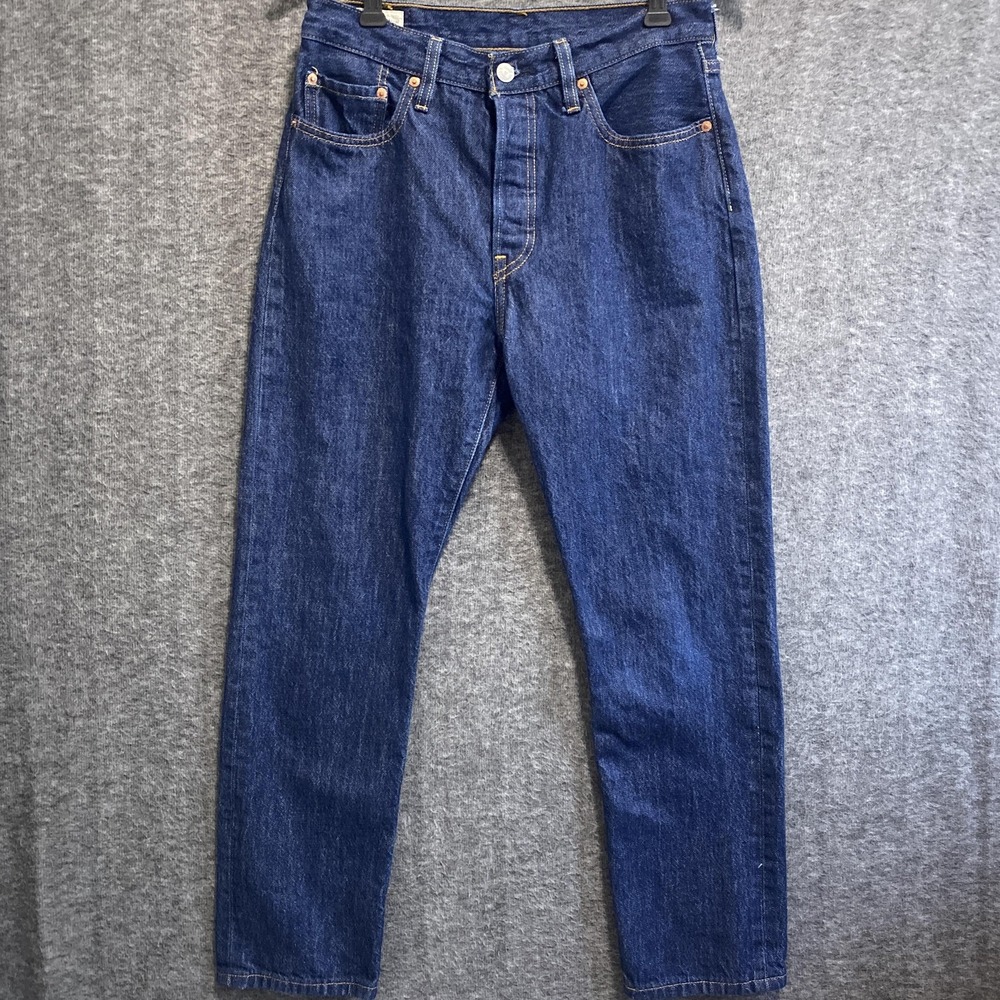 Levis 501 Jeans Mens 29x30 Blue Big E Premium Button‎ Fly Straight Dark Denim